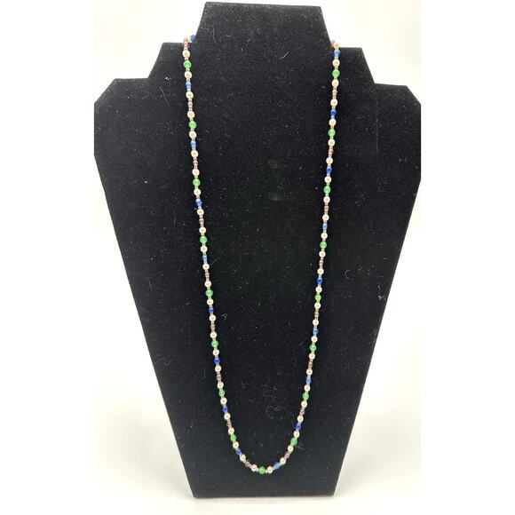 VINTAGE 1970'S FAUX PEARL & MULTI-COLOR BEAD STRAND NECKLACE! - Picture 1 of 6